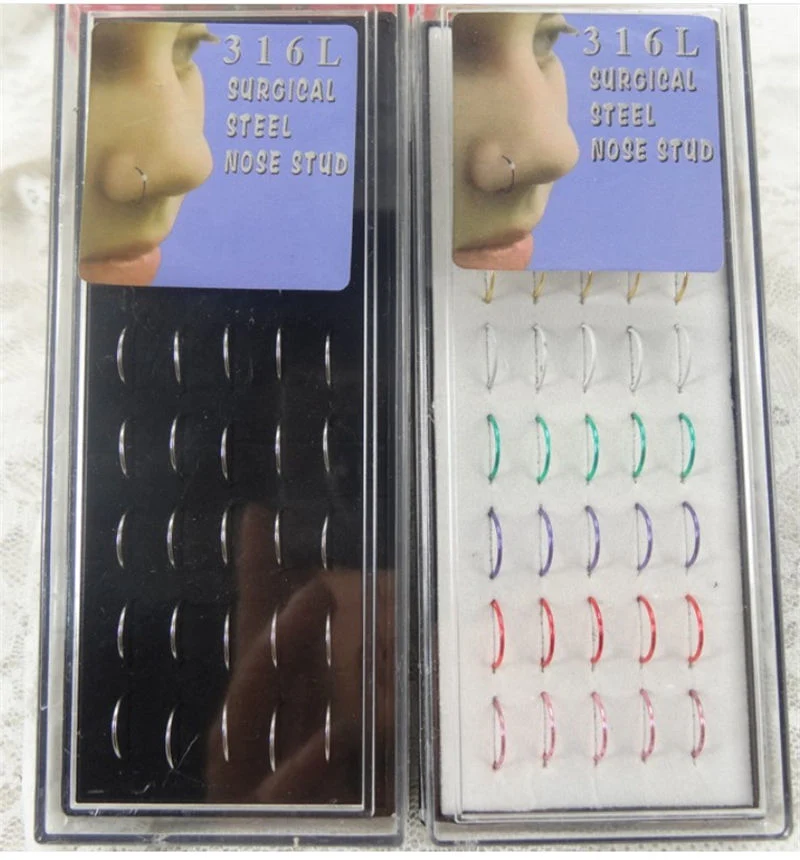 Factory Special 40 Boxed Nose Ringss Curved Nose Rings