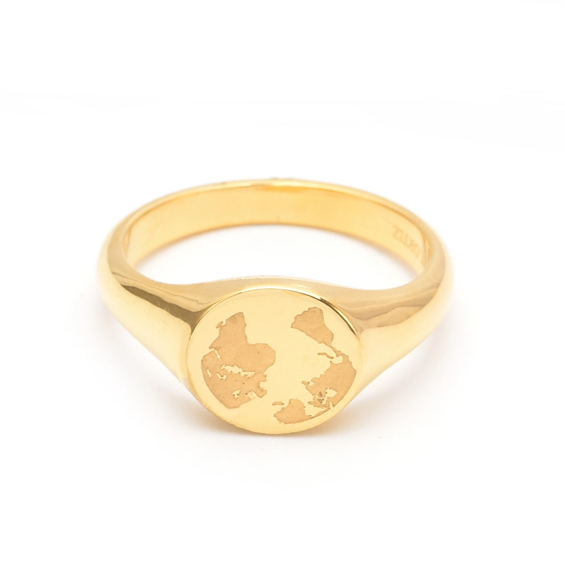 Stainless Steel Map Jewelry 18K Plated Gold Fashion Map Ring