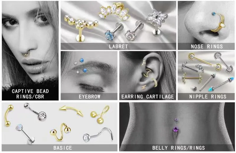 Gzn ASTM F136 Titanium Piercing Body Jewelry Internally 16g Thread Nose Rings Bee with Opal Stone Wings Top Earrings