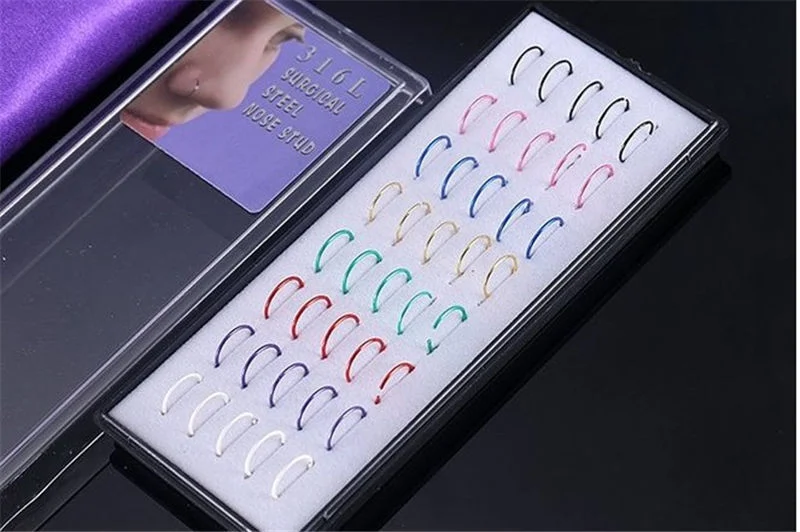Factory Special 40 Boxed Nose Ringss Curved Nose Rings