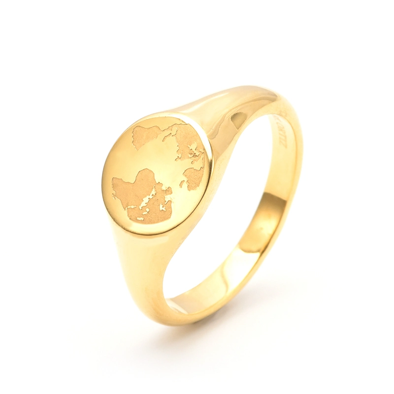 Stainless Steel Map Jewelry 18K Plated Gold Fashion Map Ring