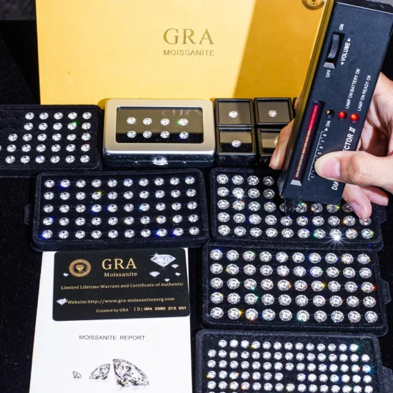 Wuzhou Gra Factory Lose Moissanit-Diamantsteine, runder Brillantschliff, 1 CT weißer Moissanit